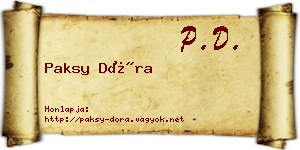 Paksy Dóra névjegykártya